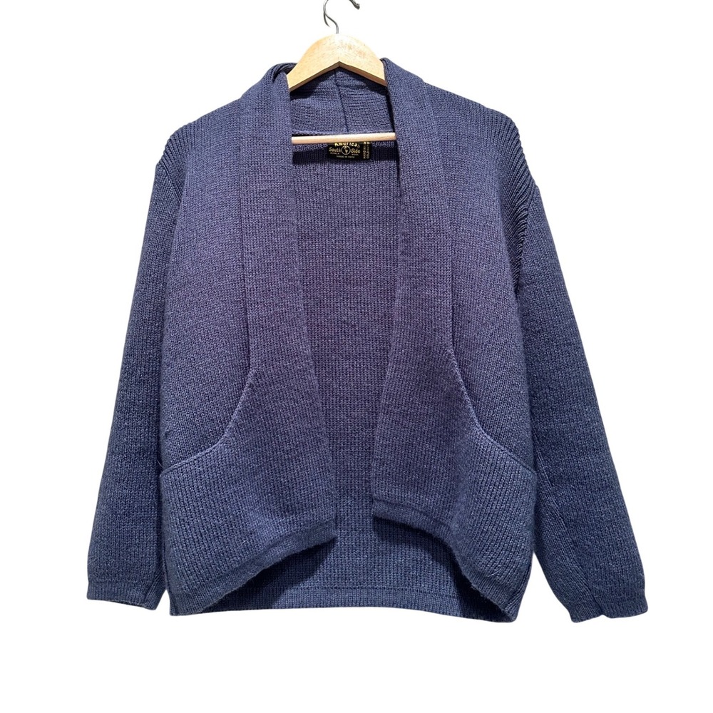 American South Side Alpaca Wool Blue Open Front Cardigan Sweater Size Small Peru